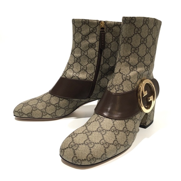GUCCI BLONDIE GG SUPREME BOOTS / METAL LOGO -WOMEN’S US 8.5 -NEW - Picture 8 of 12
